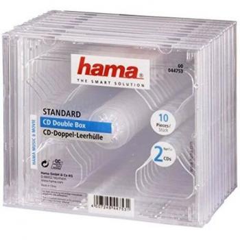 Caja Doble para CD Hama, Transparente, Paquete de 10 Unidades