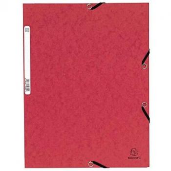 Exacompta 55305E - Carpeta con gomas 3 solapas cartulina lustrada, A4, rojo, 1 unidad