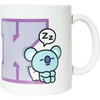 Taza de desayuno BT21 con diseño blanco y morado de Koya Erik - Producto oficial con licencia