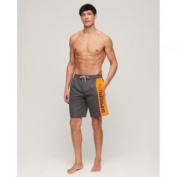 Superdry Men's Sportswear Logo Swim Shorts 19 Charcoal Orange (L) - Sustainable Recycled Polyester