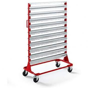 Estantería rodante de 1588 mm para 160 cajas de almacenamiento, color rojo fuego