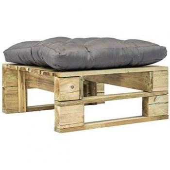 vidaXL Otomana de Jardín de Palés con Cojín Gris de Madera Verde Mobiliario