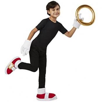 Set de Accesorios Deluxe Sonic The Hedgehog para Niños y Niñas - Incluye Guantes, Anillo y Cubrebotas, Ideal para Halloween, Carnaval, Navidad y Cumpleaños