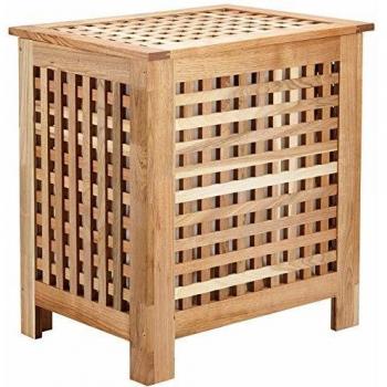 Cesto para la Ropa Sucia Marrón con Tapa y Saco Extraíble 70L - 55,5 x 52,5 x 39,5 cm