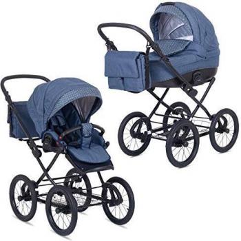 Carro de bebé combinado Knorr-Baby Creta azul con puntos - 9 piezas