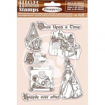 Stamperia International Rubber Stamp Sello de Goma HD con Texto en inglés Sleeping Beauty Once Upon a Time, Varios, 14 x 18 cm