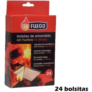 OK FUEGO Bolsitas de Encendido sin Humos ni olores para chimeneas, barbacoas,Estufas