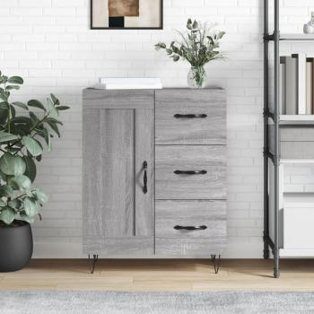 Aparador de madera contrachapada y madera de ingeniería gris Sonoma 69,5x34x90 cm, mueble de almacenaje moderno para salón con armarios con puertas y cajón