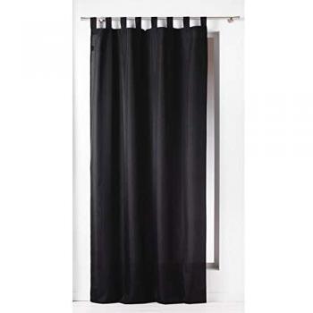 DOUCEUR D'INTERIEUR - 1600832, Cortina Trabillas, 140 X 260 Cm, Essentiel, Poliéster Liso, Negro