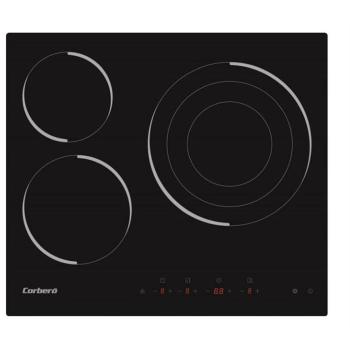 Placa Vitrocerámica Corberó CCVM3574 - 3 Zonas, 5700W, Zona Grande de 30cm, Temporizador y Seguridad para Niños