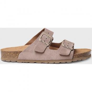 Sandalias de mujer GHANA-QT - Sandalias planas de serraje con hebillas para mujer