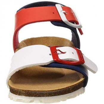 Sandalia Garvalín Mat 192480 Azul Rojo, Cuero Sintético, Confort, Punta Abierta, Multicolor (Azul/Rojo y Blanco), Talla 34 EU