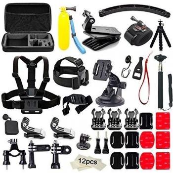 Soft Digits 50 en 1 Accesorio para GoPro Hero 5 4 3+ 3 2 1, Kit de Accesorios para SJ4000 SJ5000 SJ6000, Accesorios de la Cámara de Acción para Xiaomi Yi en Paracaidismo Natación Remo Surf Esquí Escalada Correr Montar en Bicicleta que Acampa de Buceo