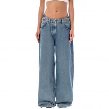 The Attico Women's Wide-Leg Denim Cotton Jeans in Clear Blue | Size 25 | 247WCP190D049176