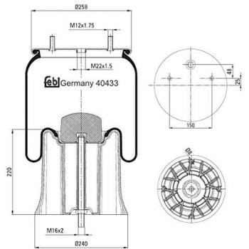 Fuelle suspensión neumática FEBI BILSTEIN 40433 con plástico pistón