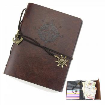 XIUJUAN Album de Fotos para Pegar Álbum Scrapbooking DIY Libros de Firmas Cuero Vintage Regalos Originales Navidad Cumpleaños Aniversario Boda San Valentín para Mujer Hombre Niño, Brújula Café Pequeña