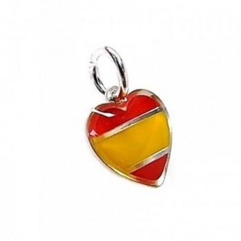 Colgante de plata con corazón esmaltado y bandera de España