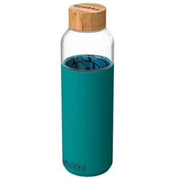 Botella de Agua de Vidrio Quokka Flow 660 ml (Hojas de Palma Interior)