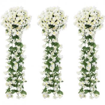 Guirnaldas de flores de Navidad 3 uds blanco 85 cm