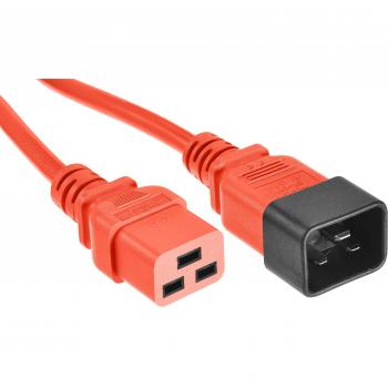 Cable de Alimentación C19 a C20 Rojo 3,00 m - Conector Hembra y Macho, IEC 60320