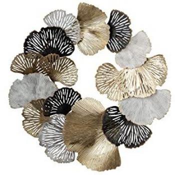 Adorno Pared Metal 75x9x72 Cm - Pieza Decorativa Champagne/Negro/Blanco para Crear un Ambiente Acogedor