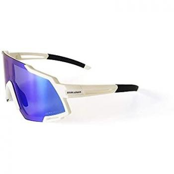 Gafas de Ciclismo Polarizadas Fotocromáticas con 6 Lentes Intercambiables UV 400 - Modelo Brown Labrador FX Race Blanco-Azul