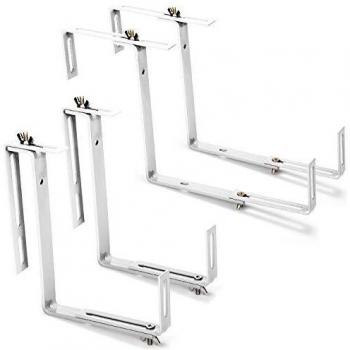 com-four® 4X Soporte de Maceteros para Parapetos y Barandas de Balcón - Soporte de Jardineras Universalmente Adecuado y Ajustable - Sin Perforar