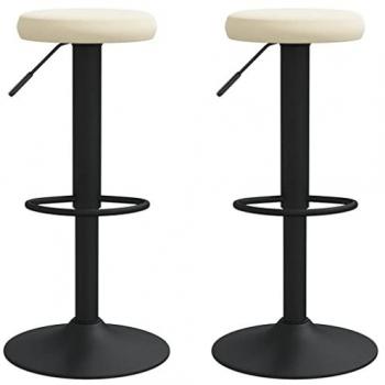 Taburetes de Cocina Modernos de Terciopelo Crema - Set de 2 Unidades