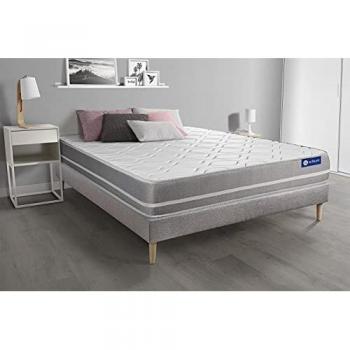 Somier gris ACTISOM + Colchón viscoelástico 140 x 200 cm - Kit Equilibrado 20 cm