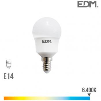 Bombilla esférica LED E14 8,5W 1000lm 6400K EDM 98727