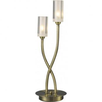Lámpara de mesa Morgan latón antiguo y vidrio 2 bombillas G9