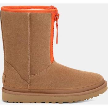 UGG Women's Classic Short Zipper Leather Boots with Tape Logo