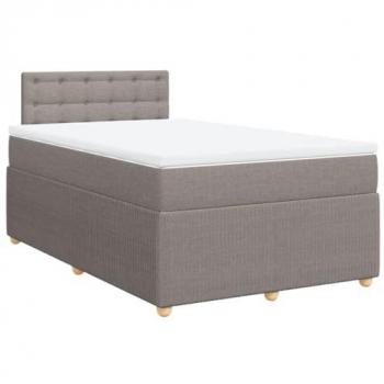 Cama Box Spring con colchón de tela gris taupe 120x200 cm