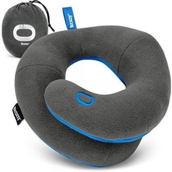 BCOZZY Almohada de Cuello para niños para Coche y avión, Almohada de Viaje para niños para Viajes por Carretera, Evita Que la Cabeza se caiga hacia adelante, Bolsa, 8-12 años, Gris