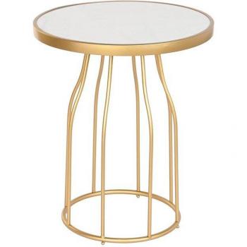 Mesita auxiliar metal pizarra 49x49x60,5 dorado