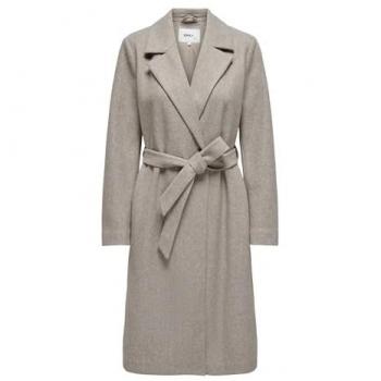 ONLY Belted Wrap Coat, Taupe Melange, Women's Size L