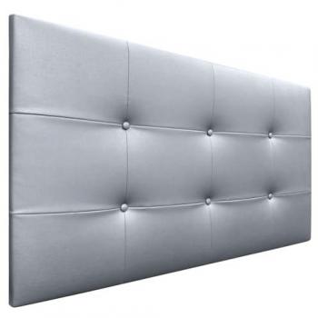 Cabecero Acolchado Capitone de Polipiel Plateado 95x60cm con 8cm de Grosor para Camas Individuales y Matrimonio