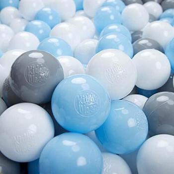 KiddyMoon 500/6Cm ∅ 6Cm Bolas Colores De Plástico para Piscina Certificadas para Niños, Gris/Blanco/Azul Claro