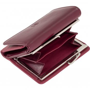 Dudu - Cartera pequeña de mujer de piel con cierre clic clac, cartera de cuero RFID, compacta, 6 titulares de tarjetas