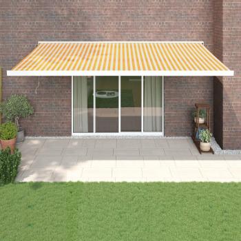 Toldo Retráctil de Aluminio y Tela Amarillo y Blanco 5x3 m