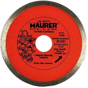 Disco Diamante Maurer Continuo Ladrillo, Baldosas, Ceramica 115 mm.