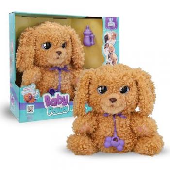 Baby Paws Peluche Interactivo Labradoodle 25 cm con Respuesta a Estímulos y Bolsa de Transporte para Niños de 4 Años o Más