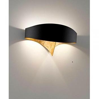 Aplique de pared LED Selène diseño negro y dorado Scudo