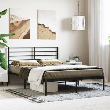 Cabecero con estructura de cama metal negro 140x190 cm