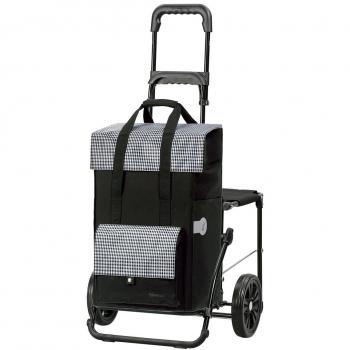 Andersen Carro de Compra Komfort con Bolsa Milla Negra, Volumen 49L, Marco Acero y con Asiento
