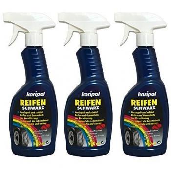 x 3 500ml karipol Madura Negro, Spray para neumático, brillo del neumático, reifenschutz