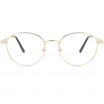 Gafas Anti-Azules Redondas Metálicas Doradas con Montura Completa para Hombre - SmartBuy Collection