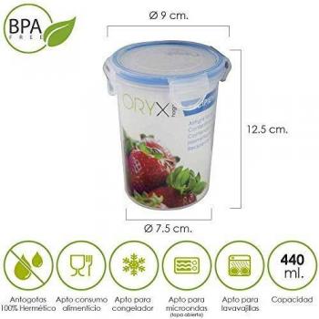 ORYX 5025021 Recipiente Hermetico Plastico Redondo 440 ml. Ø 9.5x12.5