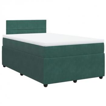 Cama box spring suave con colchón terciopelo verde oscuro 120x200 cm