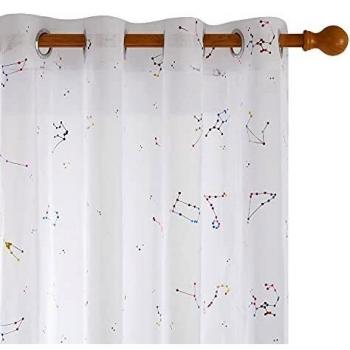 Amazon Brand - Umi Cortinas Habitacion Salon Modernas 2 Piezas Baratas Cortina Visillos para Ventanas Proceso de Estampación en Caliente Blanca 140x175cm